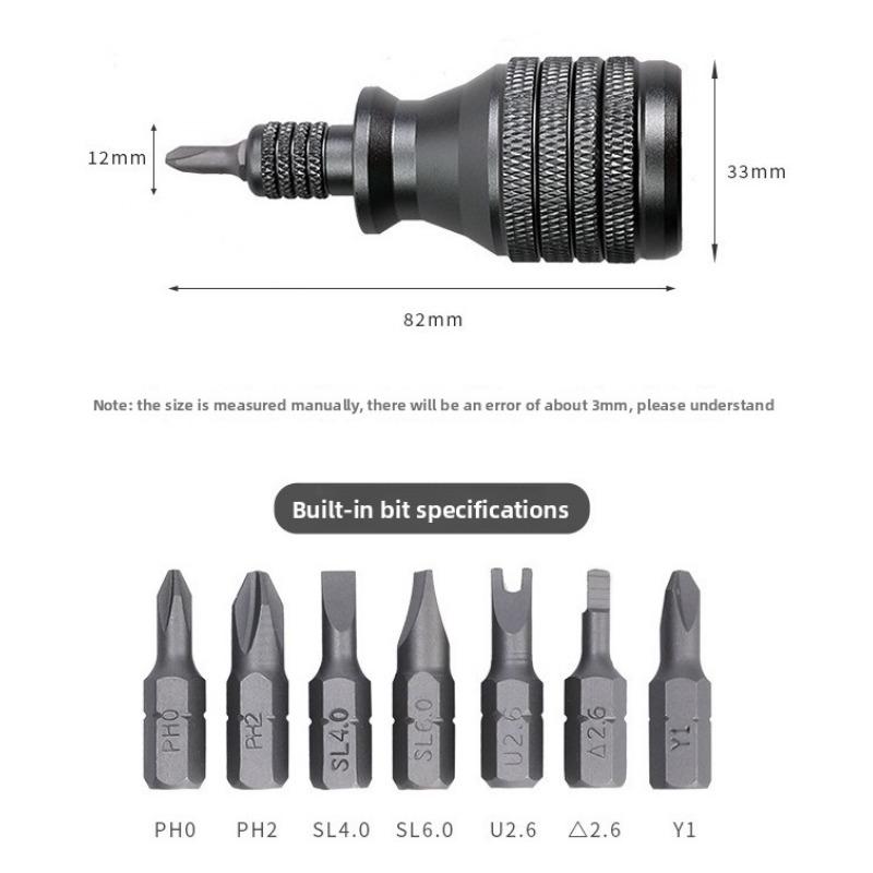 Precision 7 in 1 Mini Screwdriver Titanium Screwdriver 1/4 Inch Magnetic Cross Star Screw Driver Bit Kit Home Repair Tool