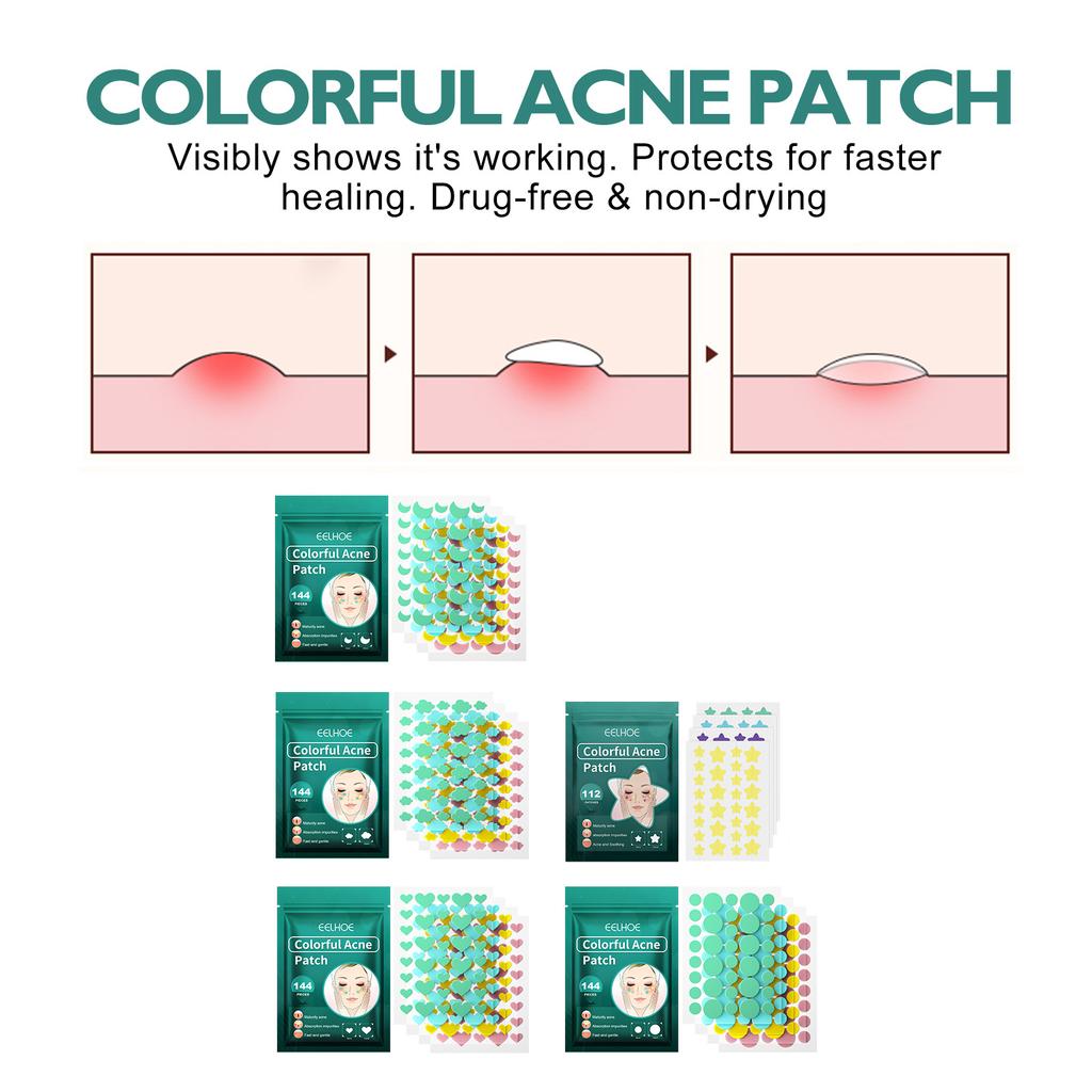EELHOE 114 Patches Waterproof Acne Pimple Patch Stickers Acne Treatment Pimple Remover Tool Invisible Breathable Acne Patch Skin Care