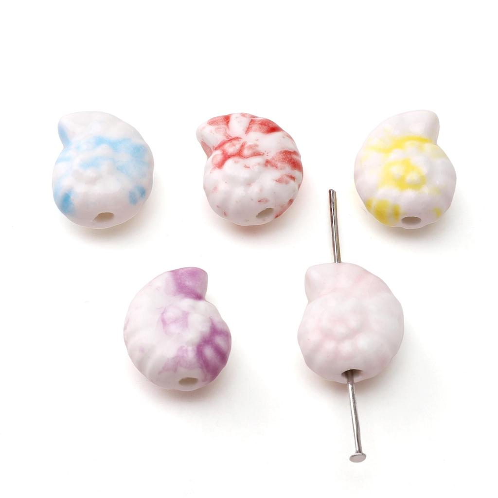 2Pcs Ceramic Ink Splashing Dyeing Beads Conch Whelk Sea Snail Charm For DIY Accessories Jewelry Making