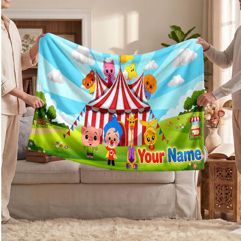 El Payaso Plim Plim Personalized Flannel Blanket, Custom Printed Text Name, Warm Soft Blanket For Couch Bed