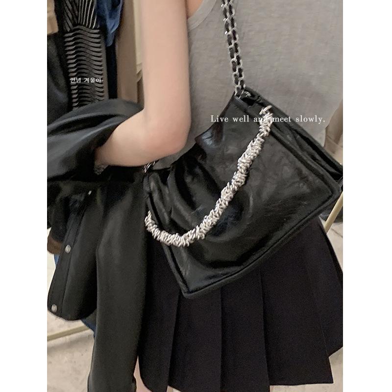 High-end Quality Underarm Bag, Simple Small Square Bag, Pleated Chain Single-shoulder Bag, Light Luxury Style