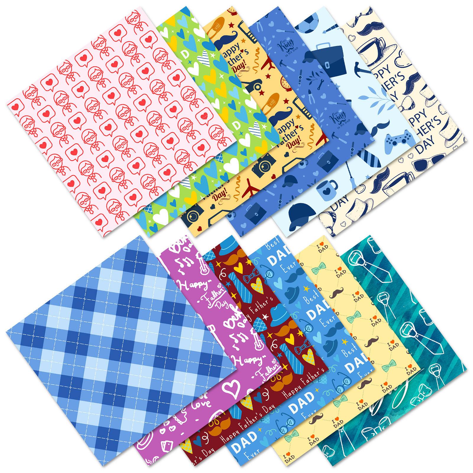 

12 Father S Day Personalized Diy Cut Handmade Album Scrapbook Gift Outsourcing Pattern Cardboard Material Paper 15*15CM