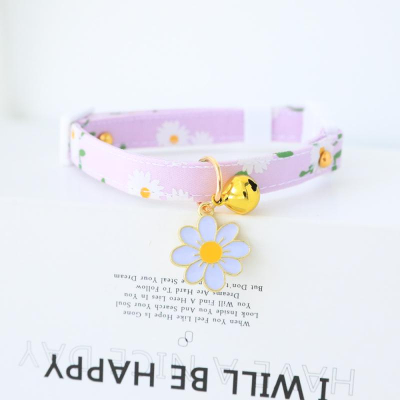 Pet Collar Kitten Dog Bell Safety Buckle Necklace Cute Jewelry Fresh Flower