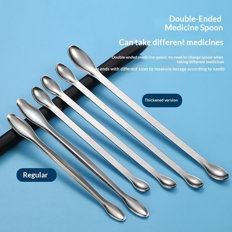 Stainless Steel Medicinal Spoon Ladle Double-ended Experiment Pharmacy Lab Use Reagents Sample Spatula Weighing Spoon