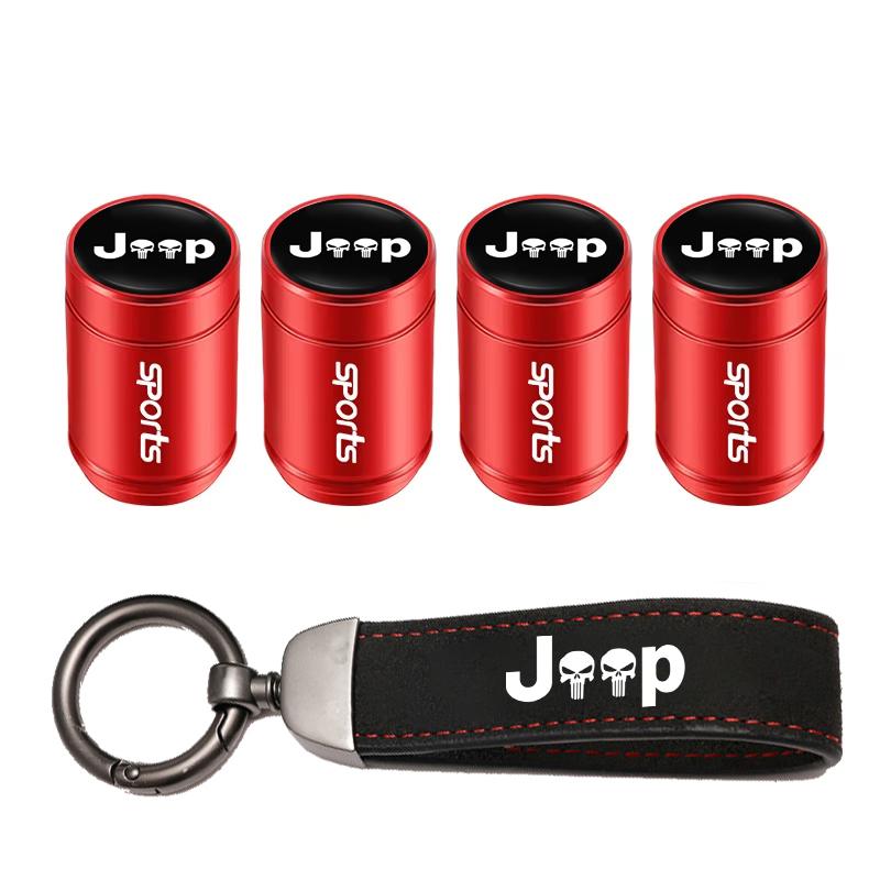 Car Tire Wheel Valve Caps Cover/Car Key Chain Ring Keychain For Jeep Wrangler Grand Cherokee Avenger Compass Wagoneer Gladiator AMR1
