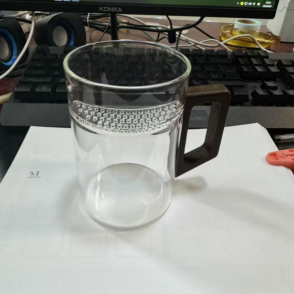 Household Crescent Fair Cup with Lid, Thickened Borosilicate Glass Integrated Crescent Cup, Large Capacity Heat-resistant Cup