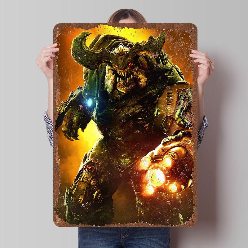 DoomS Tinplate Posters Custom Wall Art Vintage Metal Signs Retro Tin Plaque for Bedroom Decoration Gaming Home Decor Accessories