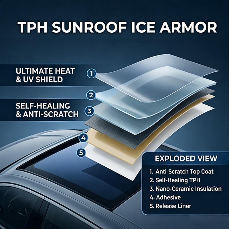 7.5mil TPH PPF Car Sunroof Insulation Film Anti-Heat Anti-UV Scratch Resistant Auto Skylight Protective Film Car Decoration Film