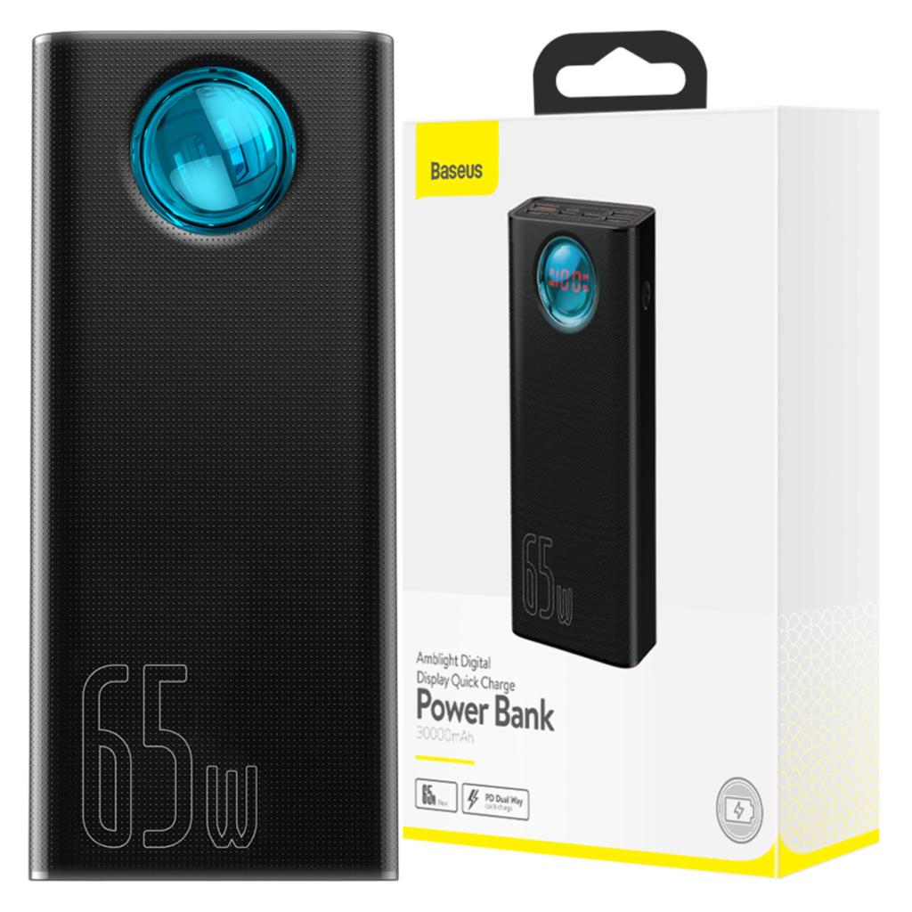 Powerbank Baseus Amblight 30000Mah, 4Xusb, Usb-C, 65W (Czarny)
