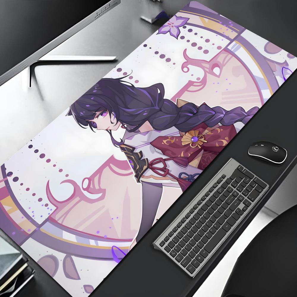 Genshin Impact Raiden Shogun Mouse Pad Edge Big Gaming Locking Music Computer Gamer Large Rubber Art Mousepad Laptop Desk Mat
