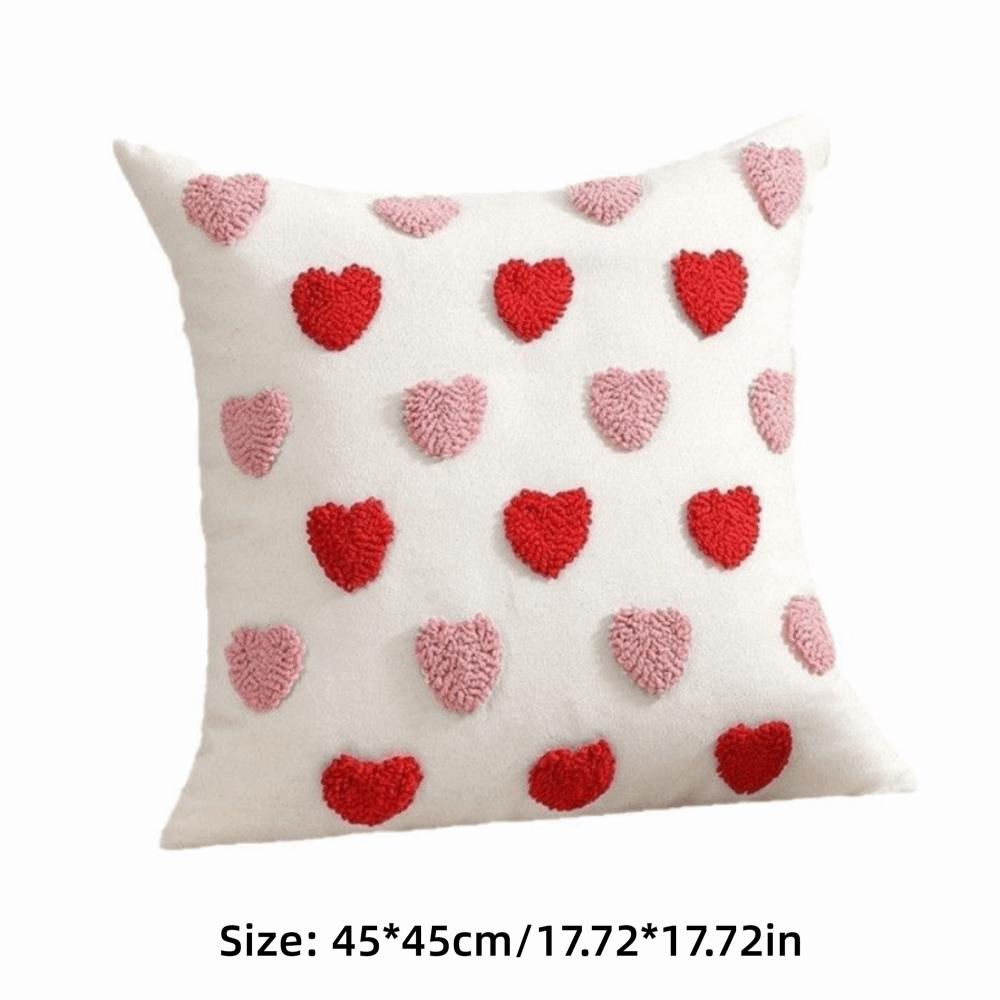 Fashion Heart Embroidery Throw Pillow Cover Square Sofa Cushion Covers 45x45cm Soft Couch Decor Valentine's Day Decor