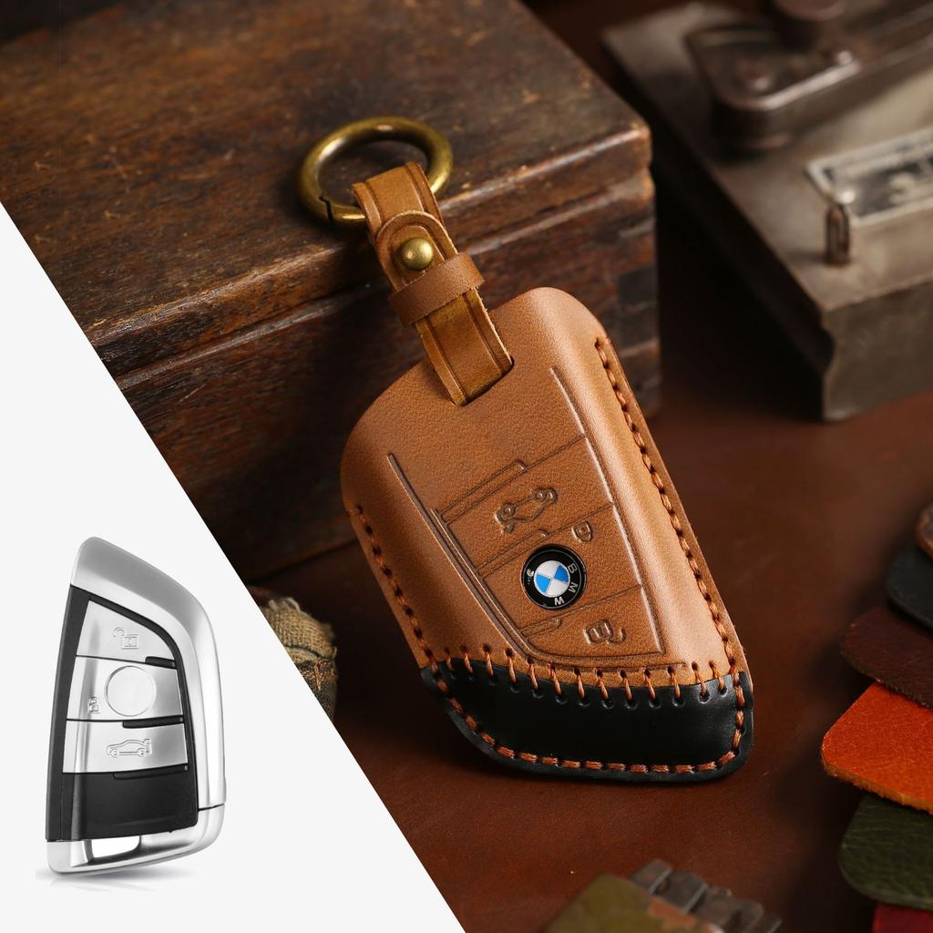 Applicable to BMW key cover X5 blade 530LI new 5 series 325 leather car key cover Douyin explosion