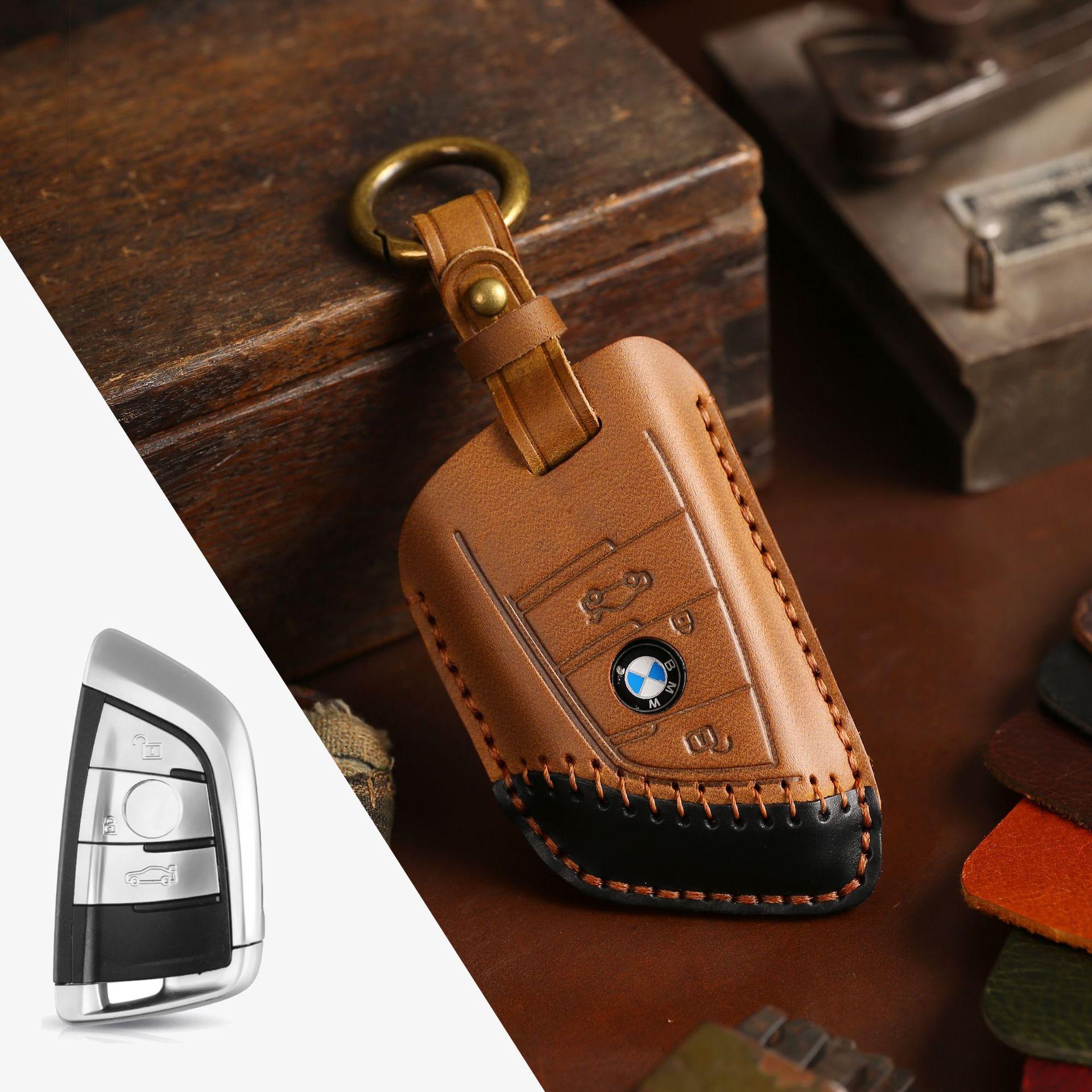 

Applicable to BMW key cover X5 blade 530LI new 5 series 325 leather car key cover Douyin explosion