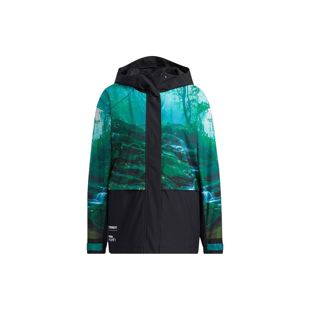 Adidas Terrex Hooded Casual Windbreaker Women Jackets Green HE5221
