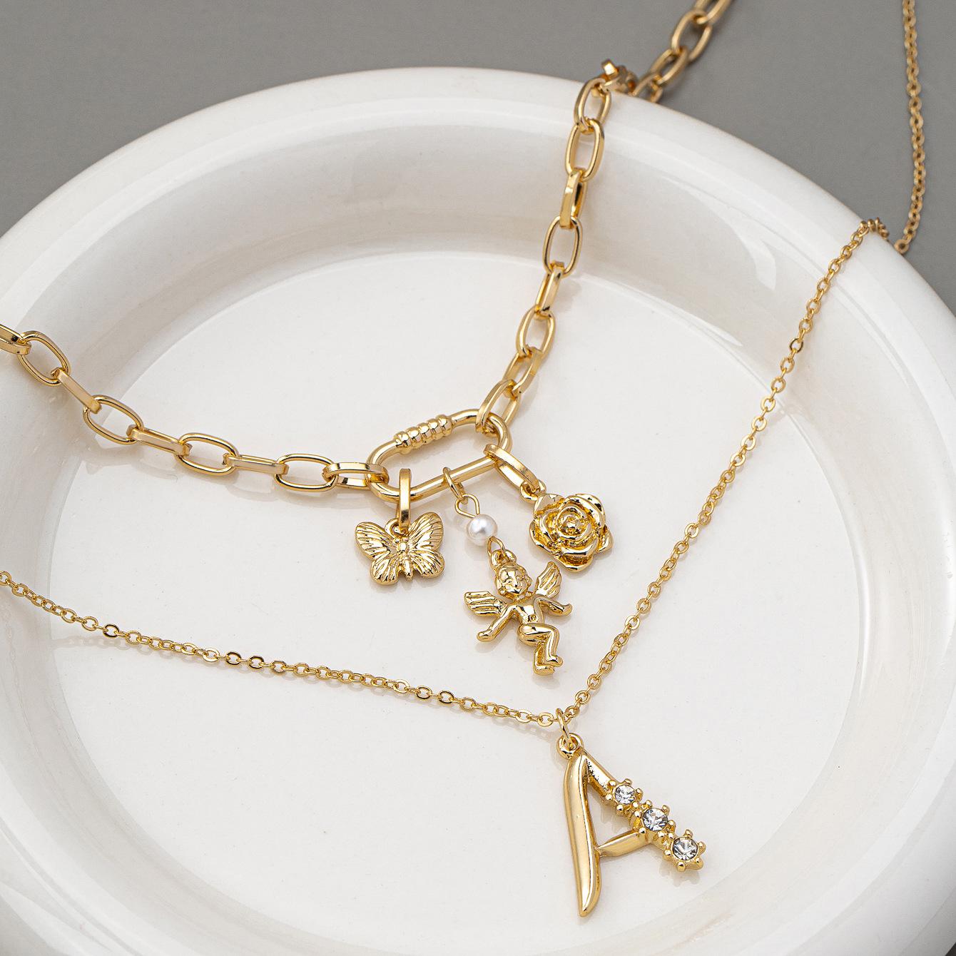 

Европейское и американское высококлассное двухслойное многоярусное ожерелье с несколькими подвесками в виде ангельских букв, модное, с индивидуальностью, легкая роскошь, нишевое, для женщин