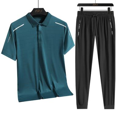 Short Sleeved T-shirt Shorts Ice Polo Set Two-piece Set Men's Summer Two-piece Set