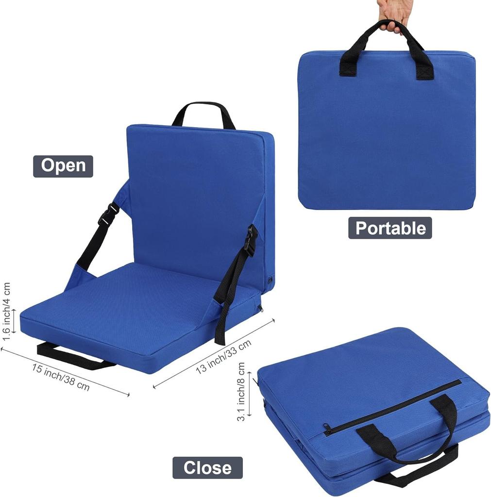 Portable Folding Seat Cushion,Outdoor Foldable Chair with Backrest Soft Sponge Cushion,Back Chair for Stadium and Beach.