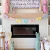 Easter Pastel Bow Garland Banner Spring Velvet Bow Garland Decoration for Table Door Mantel Window Wall Easter Party Supplies