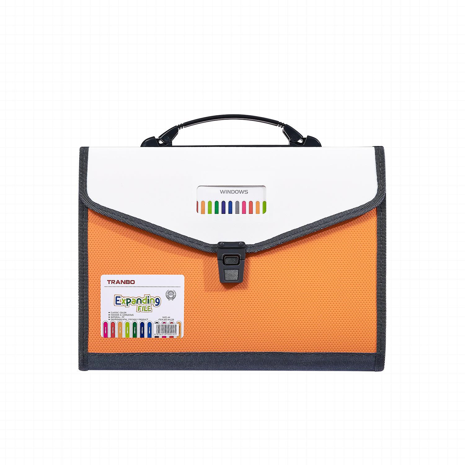

1pc Handheld Fashion Buckle 13 Grid Organ Bag, Student Subject Information Bag Storage Bag File Folder 33x24CM помаранчевий