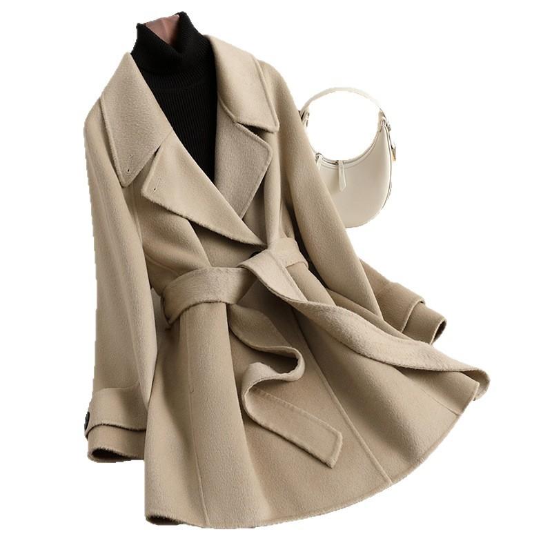 Double-sided wool coat women's medium and long spring new woolen coat high-end small woolen coat