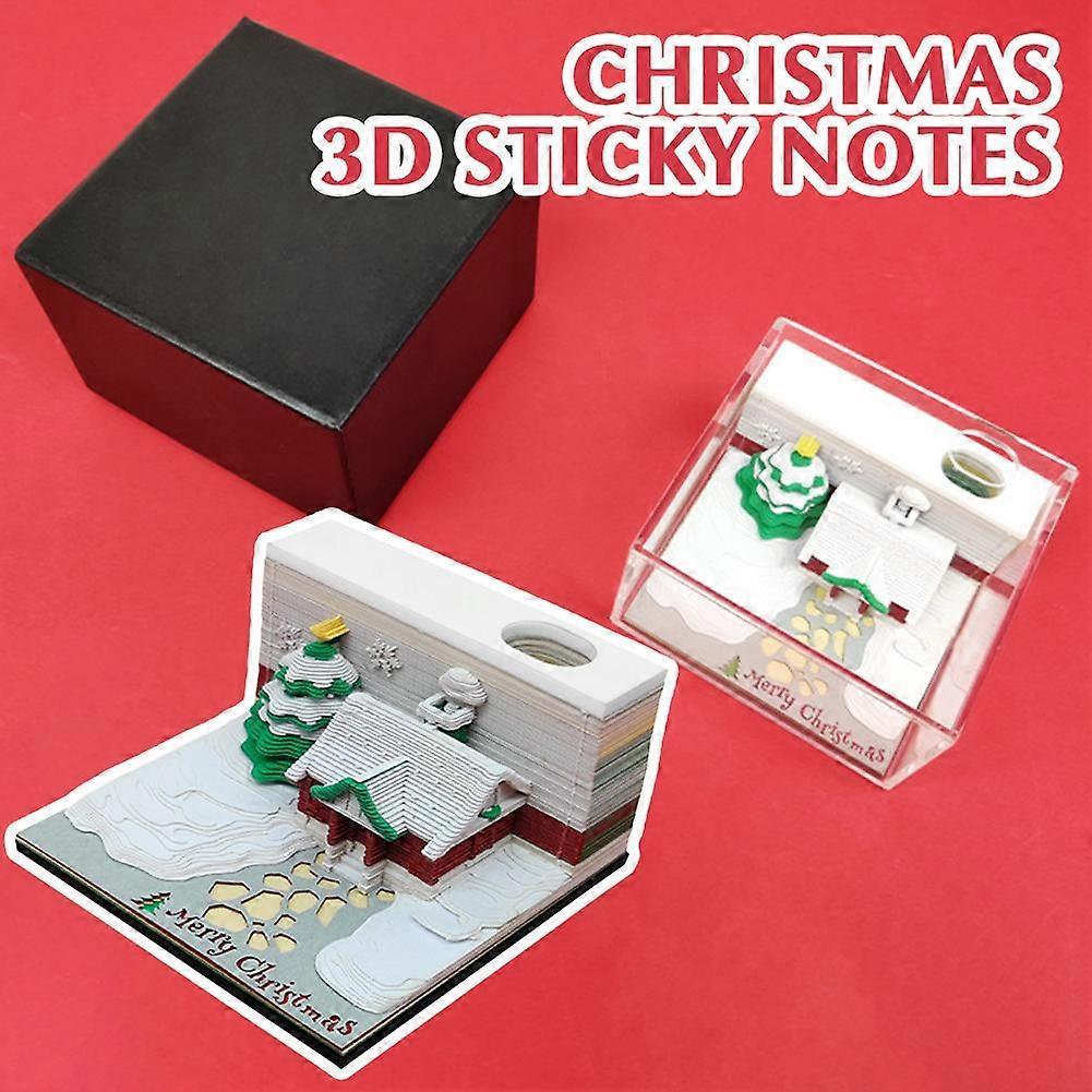 Merry Festival 3D Model Notepad Paper Cube Sculpture 3D Memo Pad Color Sticky