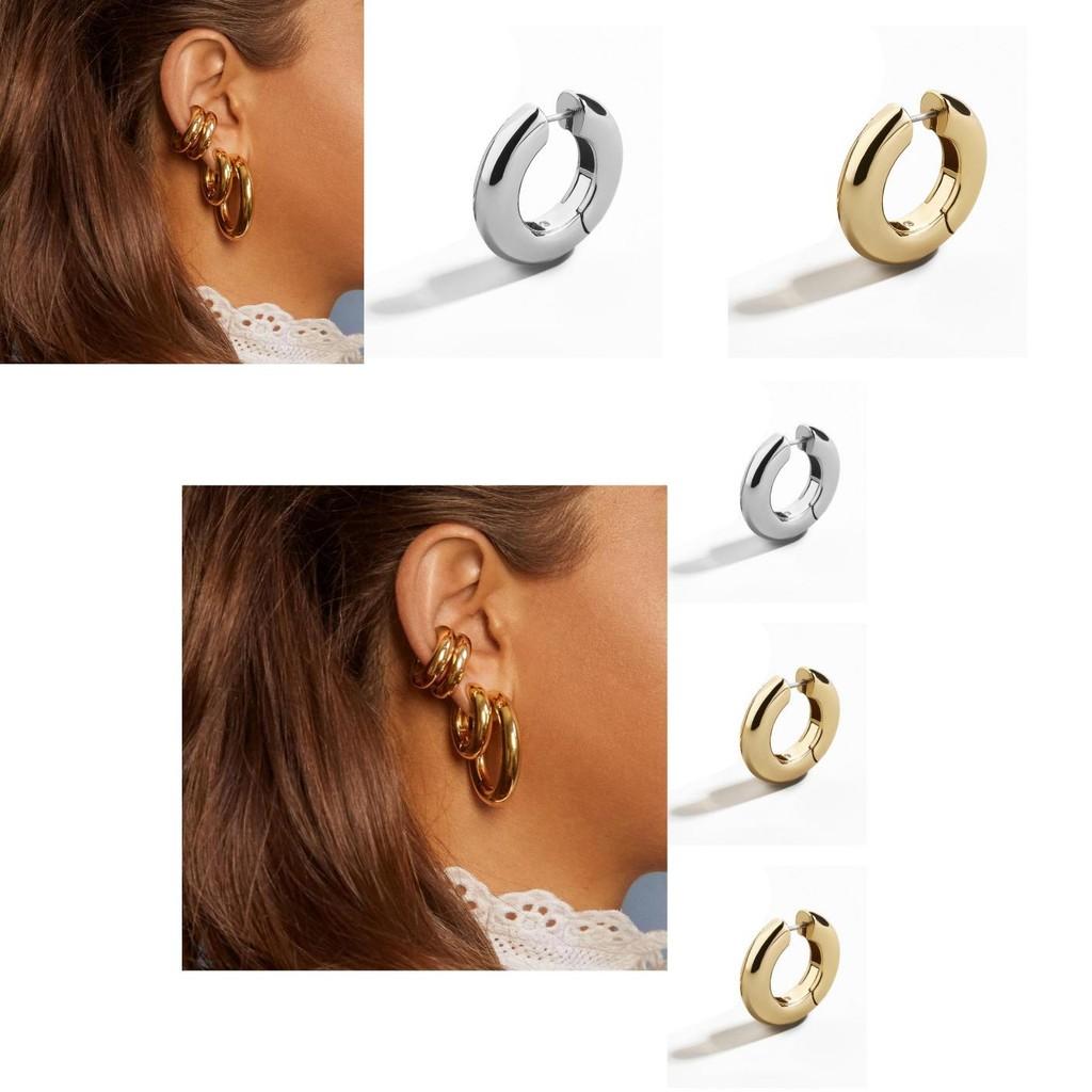 Elegant Minimalist Copper Hoop Earrings For Women Geometric Design Fashion Street Style