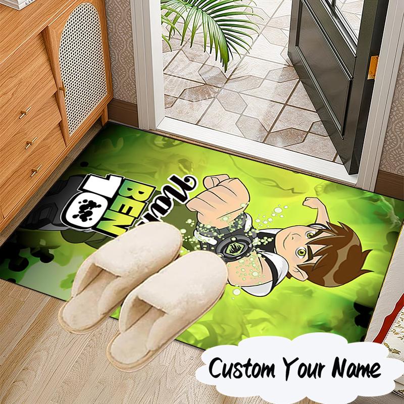 Custom Name Ben Alien Force Rug for Living Room, Game Rooms, Office, Bedroom, Floor Mat Playful Design, fan gifts Christmas decor
