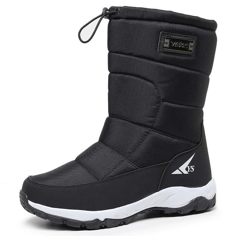 Men's Winter Warm Snow Boots Water Resistant Zipper Faux Fur Lining Mid Calf Ankle Booties Non-Slip Outdoor Walking Hiking Work Boots Shoes for Men