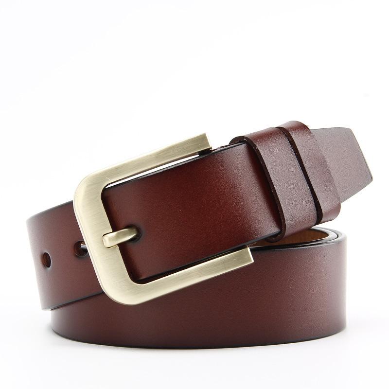 Men's Antique Real Yellow Cowhide Whole Sheet Two-layer Leather Belt Fashionable Pin Buckle Men's Korean Style Versatile Trousers Belt