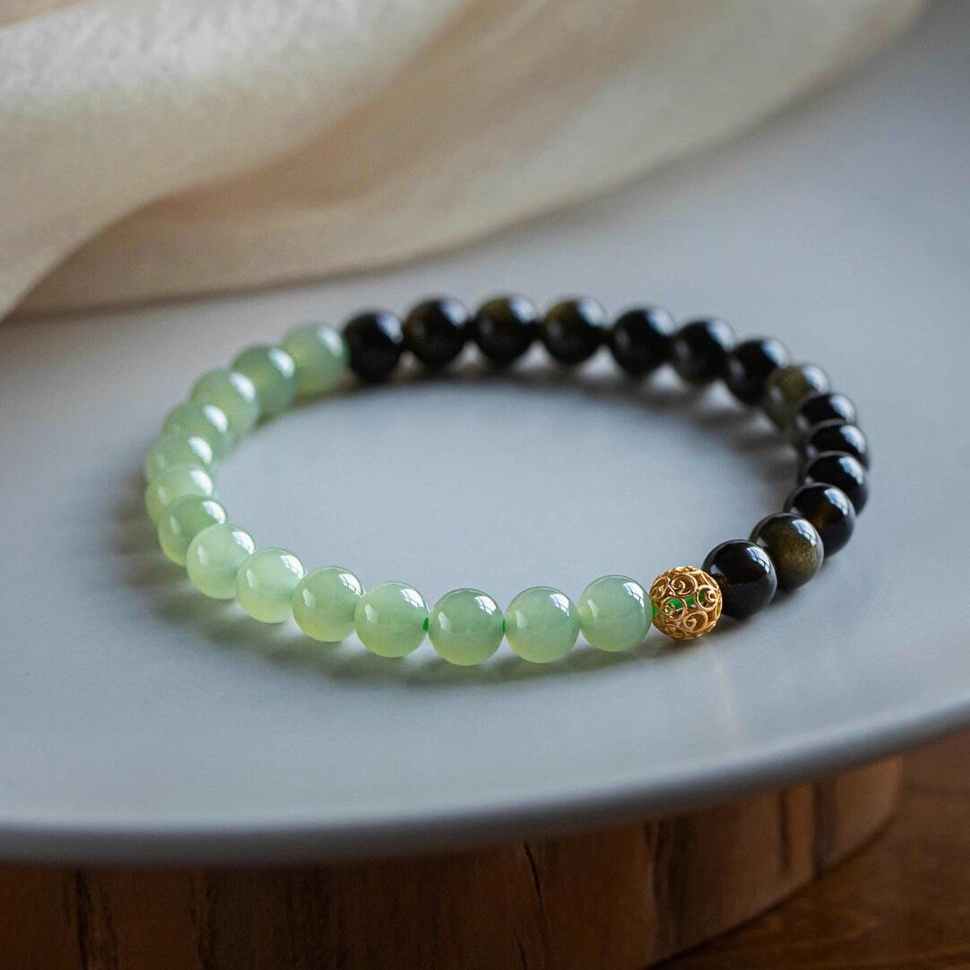 

Authentic Natural Hotan Jade S9Yinxiangyunlou Hollow Bead Bracelet, Niche Light Luxury Jewelry, Holiday Gift 【Bamboo Shadow】14cm-1