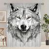 2pcs- Sketch Wolf Head Polyester Curtains, Pole Bag Curtains 42*84, Bedroom, Living Room, Home Room Decoration