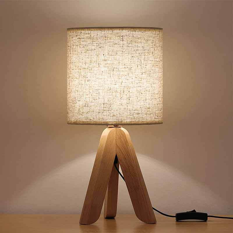 Modern Minimalist Wood Tripod Table Lamp for Hotel, Bedroom, or Study Room