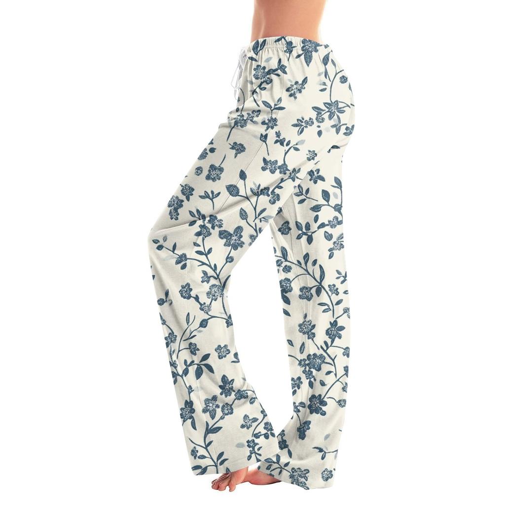 Damenmode Lockere, lässige Freizeithose mit Blumenmuster