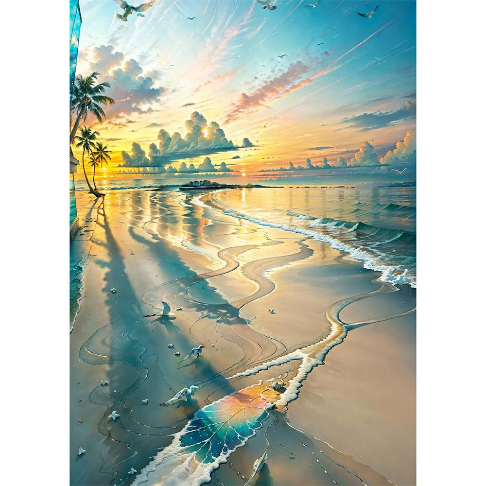 5D DIY Diamond Painting Sea Scenery Architecture Diamond Embroidery Painting Full Round Diamond Mosaic DIY Home Decor Gifts