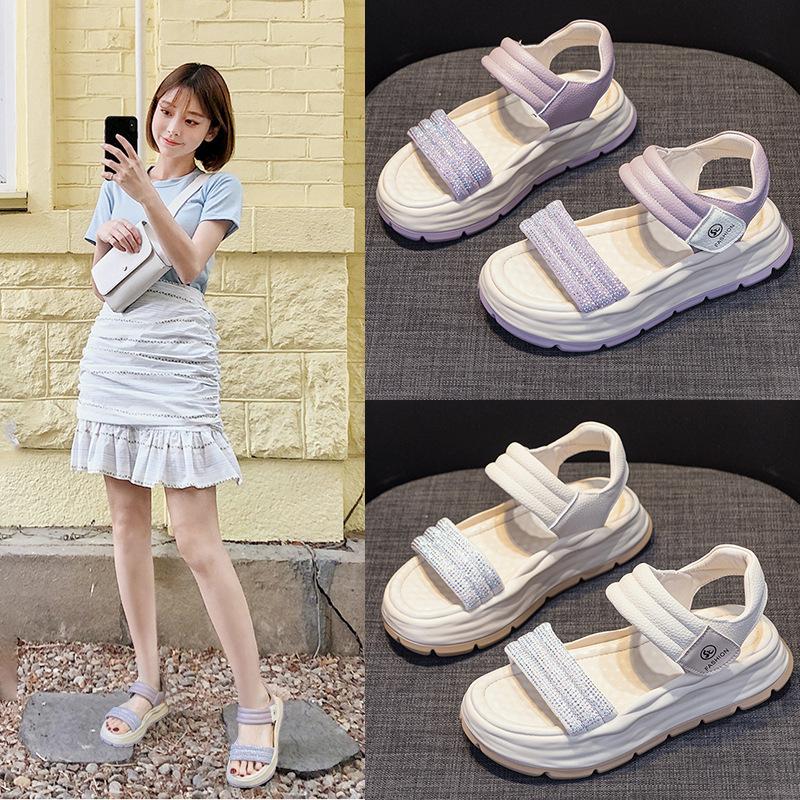 Thick sole height increase 2025 new summer sandals women's Xiaobai breathable versatile leisure sports popular beach sandals