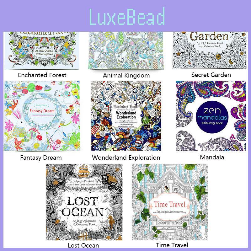 Colouring Adult Kids Book Therapy Stress Relieving Garden Modern Arts Pattern