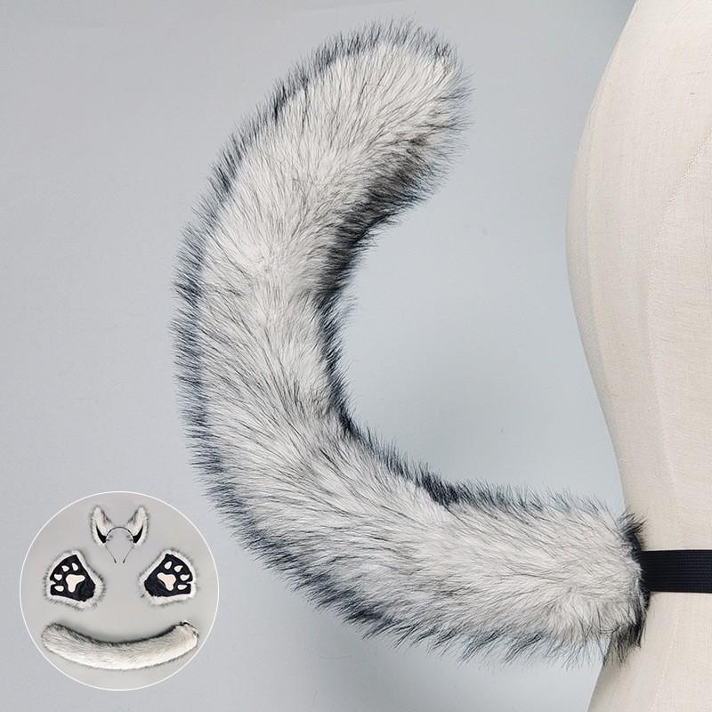 Halloween Wolf Costume Set: Plush Ear Headband Paw Gloves Tail Cosplay Party Dress-Up