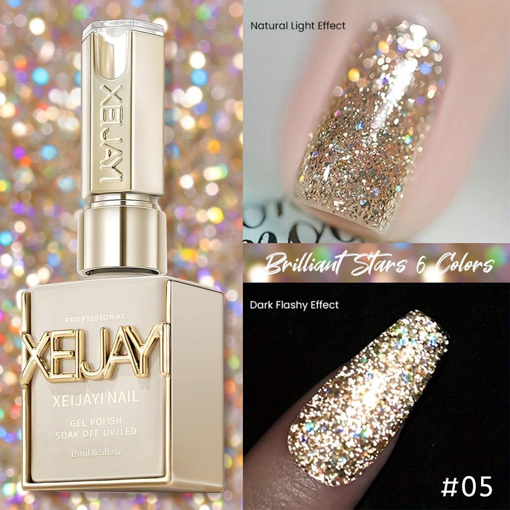 2025 Sparkling Stars Gel Nail Polish: Trendy, Super Shiny, Glittery, Internet-Popular Style for Nail Salons