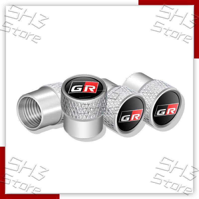Style de Voiture 4 Pièces Bouchons de Valve de Pneu Métalliques pour Roue Bague de Jante de Pneu Couvercles Hermétiques pour Logo Sport GR Gazoo Racing Prius Camry Yaris Décor