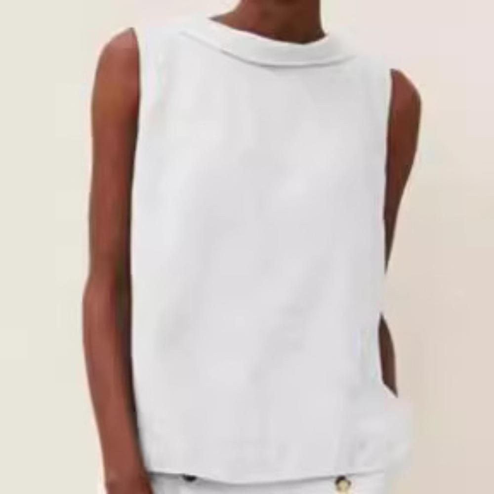 Spring Summer Cotton Linen Women's Top Sleeveless O-neck Casual Blouse Female Trendy Fashion Office Tops Ladies