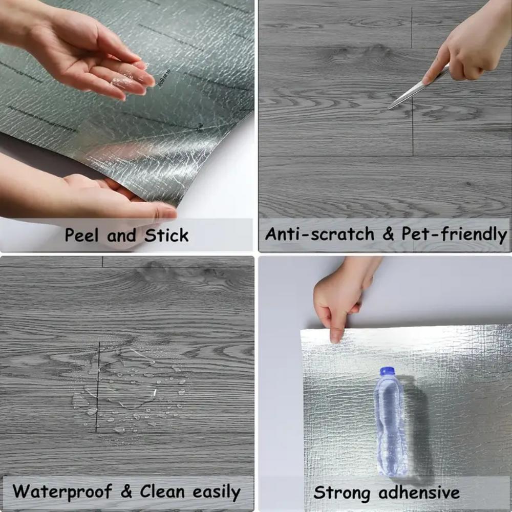 10 pièces 40cmX15cm Autocollants de Sol Imitation Bois Auto-adhésifs pour Salons, Salles de Bain, Cuisines, Décoration de Maison Autocollant de Sol