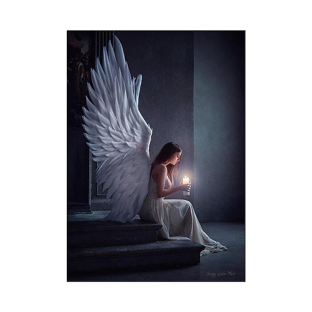 

Постеры с белыми крыльями «Потерянный ангел» для девочек, настенные художественные принты на холсте, современные фигурки, портретные картины для гостиной, домашний декор, фотографии 60x90cm no frame