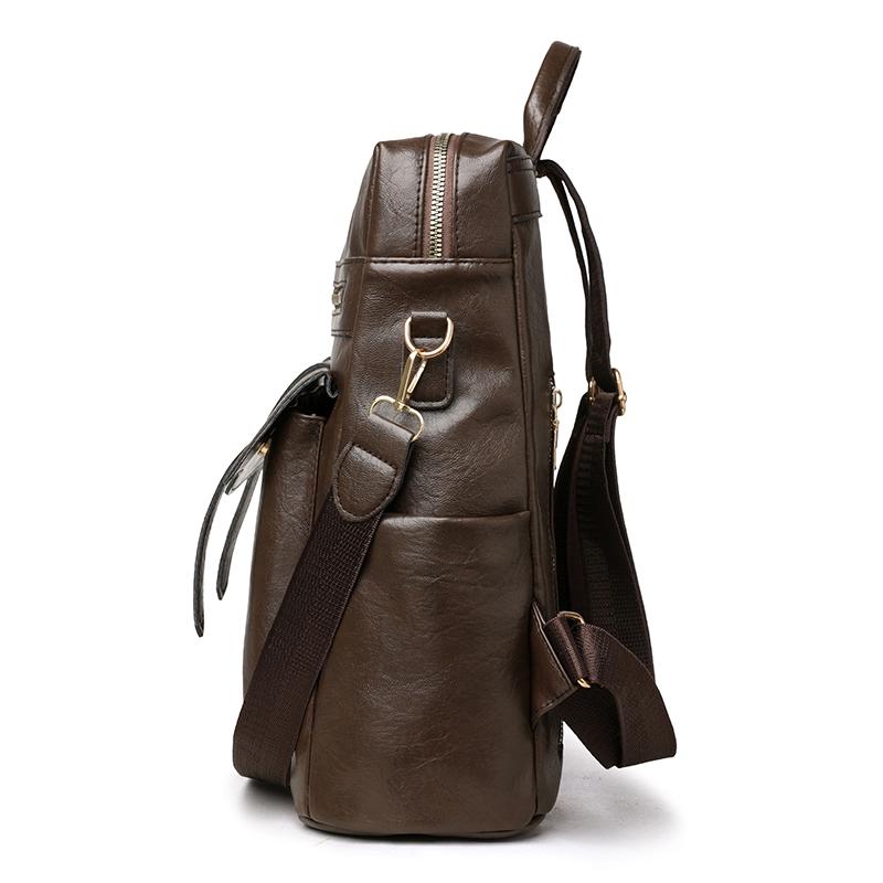 PU Backpack Women's Retro Schoolbag Multi-functional Shoulder Bag