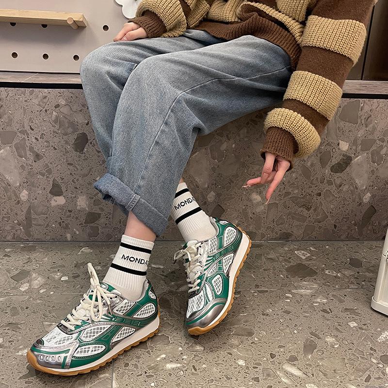 Cowhide version~ The same dad shoes for women in the summer of 2025, the new versatile European silver casual sports shoes for women