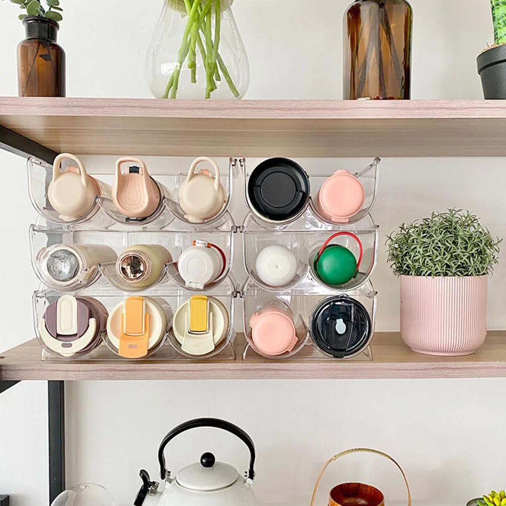 ABS Transparent Storage Rack for Wine Bottles Cups and Drinkware Stackable Enclosed Design for Space Efficient Home Organization