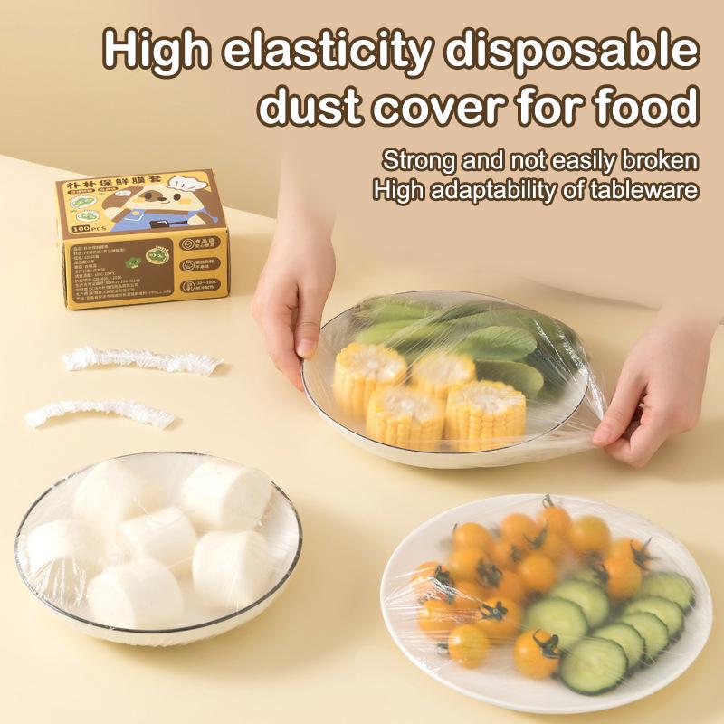 100 Stück/Box Einweg-Frischhaltefolienabdeckungen in Lebensmittelqualität Kühlschrank-Reste-Frischhalteabdeckungen Können aufgehängt und abgenommen werden