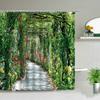 Forest Landscape Shower Curtains Green Tropical Plant Palm Tree Flower Leaves Garden Natural Scenery Bath Curtain Bathroom Decor