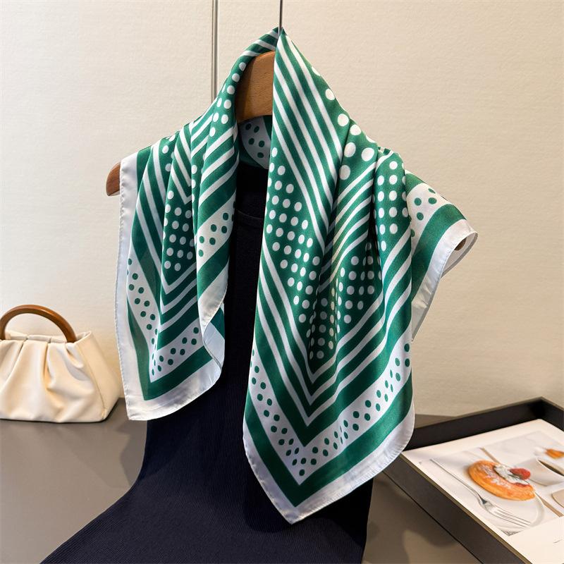 Dot  Print 70Cm Square Silk Women's Scarf Spring Summer Beach Satin Scarves Shawl Headband Bandana Hijab Wrap Lady Neckerchief