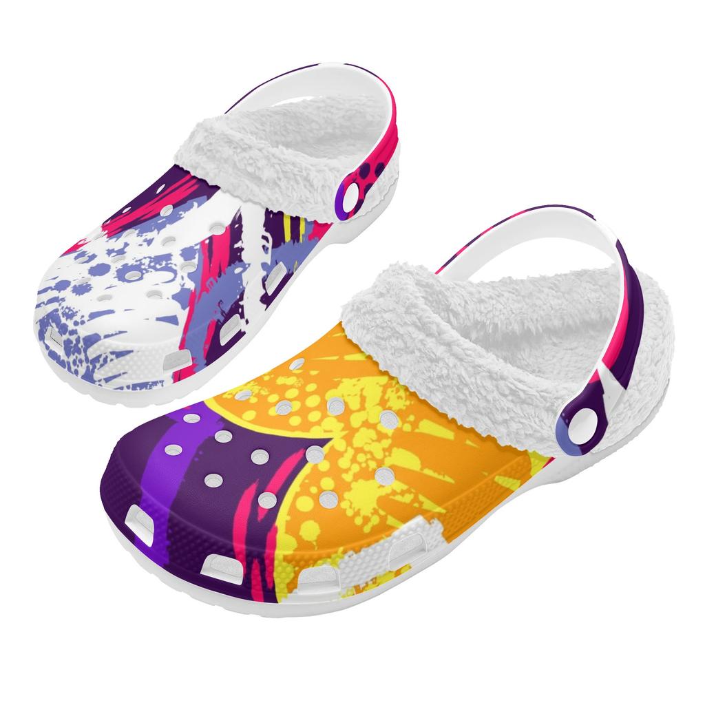 1 Pair White EVA Clogs Cozy Warm Lined Unisex Slip On Shoes Lightweight Anti Slip Soft Plush Interior For Cold Weather Daily Comfort