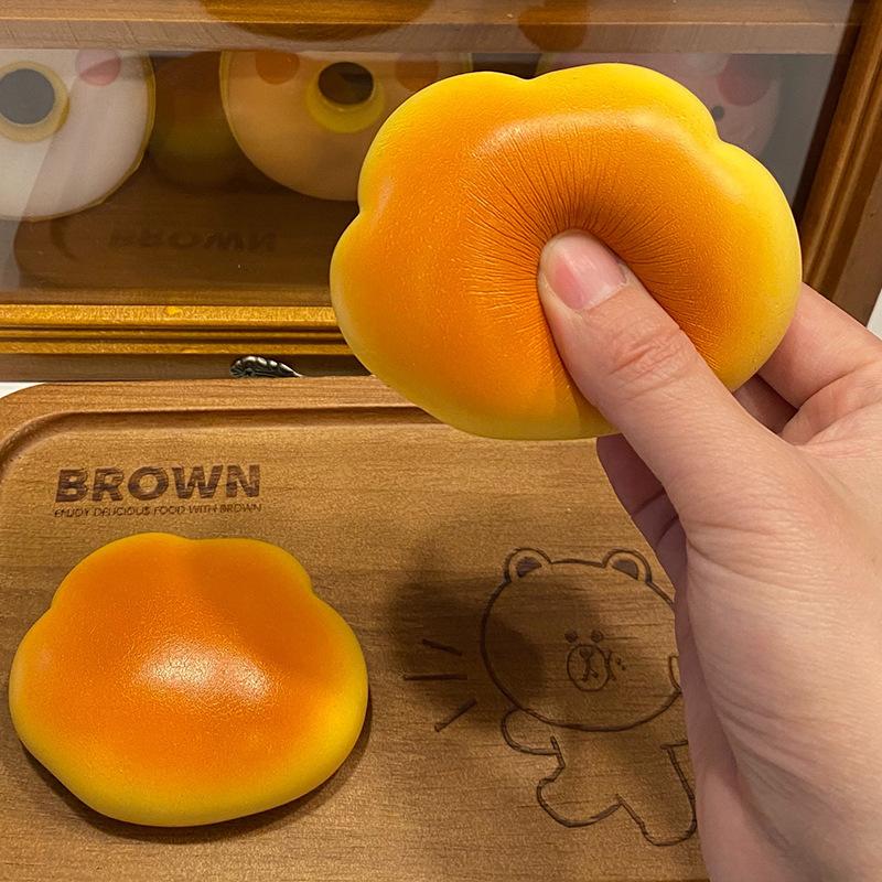 

Caramel Color Cloud Bread Slow Rebound Pinch Music Decompression Vent Toy Squishy Slow Rising Squeeze Toy Spoof Tease People Toy